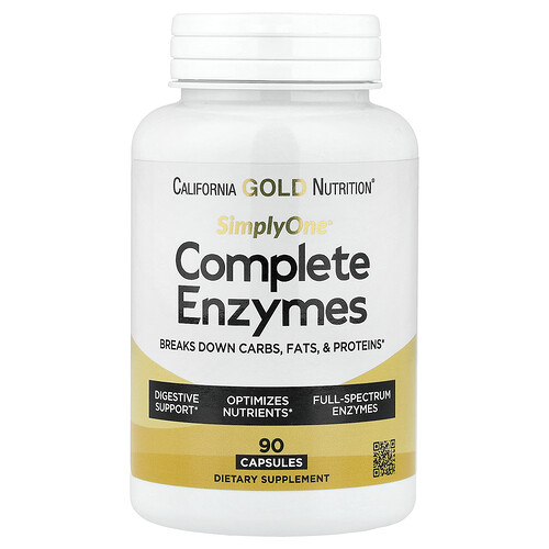 California Gold Nutrition SimplyOne® コンプリートエンザイムス ベタインHCl、オックスバイルエキス、フルスペクトラムエンザイムス、ブロメライン配合 90カプセル