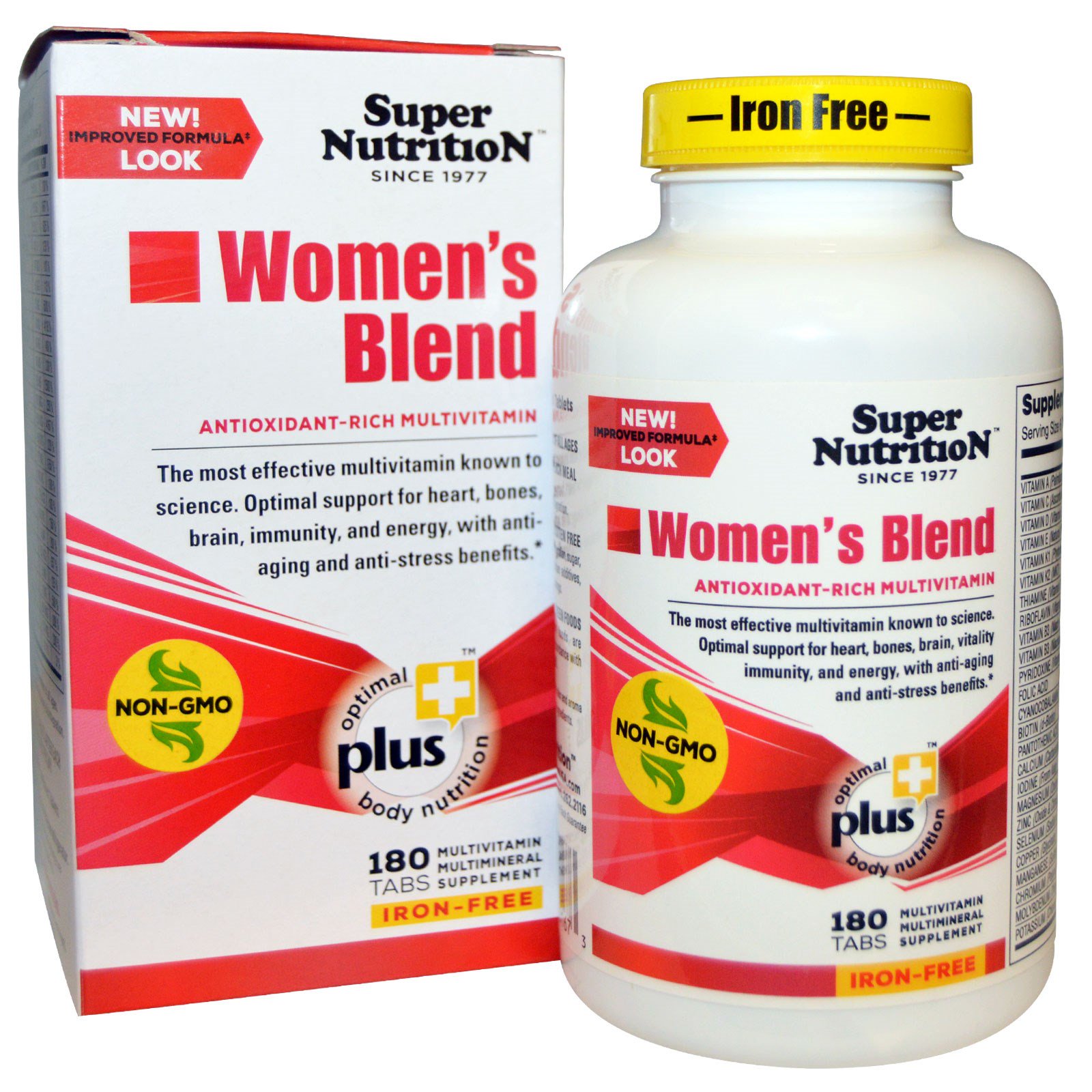 Super Nutrition, Мультивитаминный комплекс для женщин, без железа, 180 таблеток