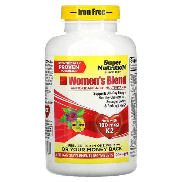 Super Nutrition, Женская смесь, не содержит железо, 180 таблеток