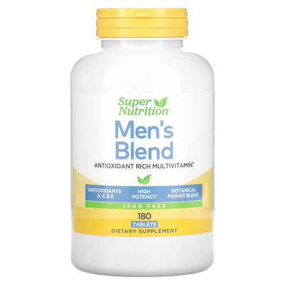 

Super Nutrition, Men's Blend, Antioxidant-Rich Multivitamin Plus Whole Food Power Blend, Iron Free, 180 Tablets