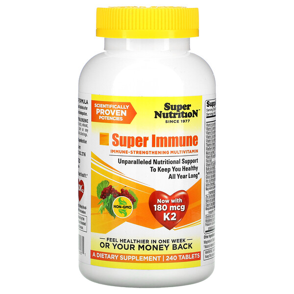 Super Nutrition, スーパー 免疫、 免疫強化 マルチビタミン、 240タブレット