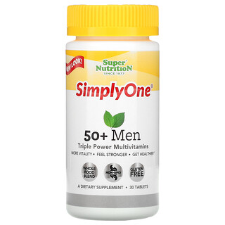 Super Nutrition, SimplyOne（シンプリーワン）、50歳以上の男性用、トリプルパワーマルチビタミン、30粒