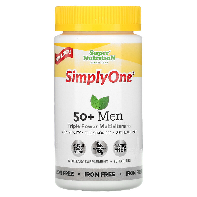 Super Nutrition, SimplyOne, 50+ Men Triple Power Multivitamins, Iron