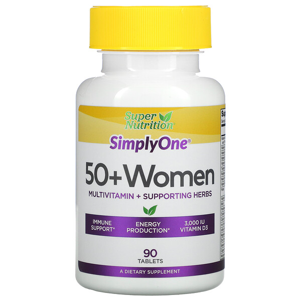 Super Nutrition, SimplyOne, мультивитаминная добавка тройного действия для женщин старше 50 лет, 90 таблеток