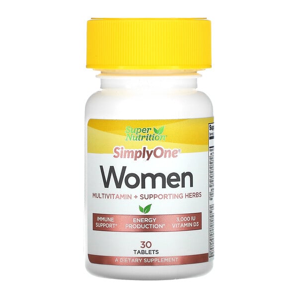 Super Nutrition, SimplyOne，女性，多維生素 + 幫助草本，30 片