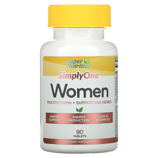 Super Nutrition‏, SimplyOne، فيتامينات متعددة + أعشاب داعمة، للنساء، 90 قرصًا