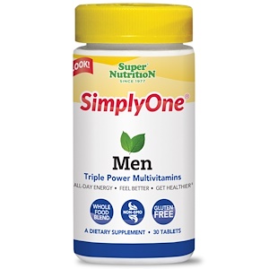 Super Nutrition, SimplyOne, Men, Triple Power Multivitamins, 30 Tablets