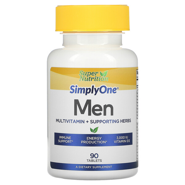 Super Nutrition‏, SimplyOne לגברים, מולטי-ויטמין + צמחי מרפא תומכים, 90 טבליות