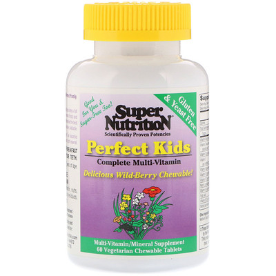 Super Nutrition Perfect Kids Complete Multi-Vitamin, Wild-Berry, 60 Vegetarian Chewable Tablets