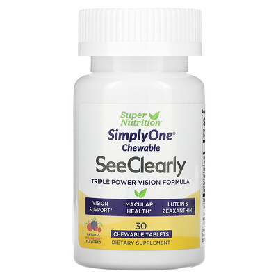 Super Nutrition, SimplyOne, See Clearly, Triple Power Vision Formula, Wild-Berry Flavor, 30 Chewable Tablets