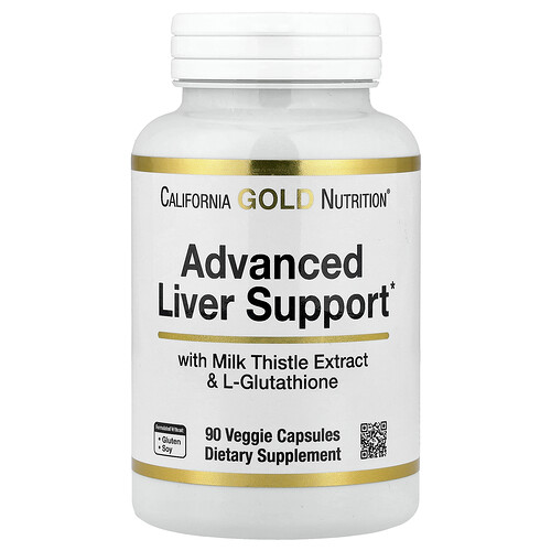 California Gold Nutrition アドバンスド レバーサポート（ミルクシスル エキス、L-グルタチオン、アルファリポ酸、グレープシード エキス配合）ベジカプセル90粒