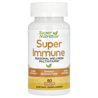 Super Nutrition, Super Immunité, Multivitamines pour renforcer le système immunitaire avec du glutathion,Vitamines à haute efficacité, Minéraux et plantes, 60 comprimés