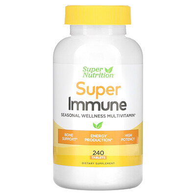 Super Nutrition Super Immune мультивитаминный комплекс с глутатионом для укрепления иммунитета 240 таблеток