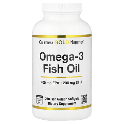 California Gold Nutrition, Aceite de pescado con omega-3 y triglicéridos VivoMega, 1000 mg, 240 cápsulas blandas de pescado
