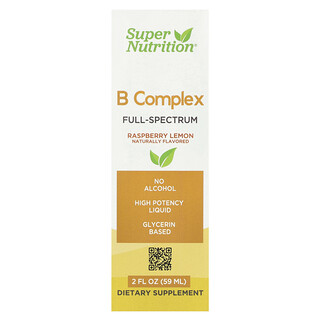 Super Nutrition, B Complex Full Spectrum met vitamine B12, pantotheenzuur, biotine en niacine, framboos-citroen, 59 ml