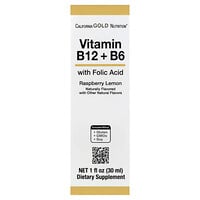 California Gold Nutrition, Vitamin B12 as Cyanocobalamin with Vitamin B6 and Folic Acid, Raspberry Lemon, 1 fl oz (30 ml)