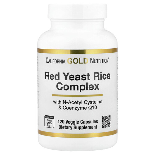 California Gold Nutrition, Red Yeast Rice Complex with Organic Red Yeast Rice, N-Acetyl Cysteine, Coenzyme Q10, and Milk Thistle Extract, 120 Veggie Capsules