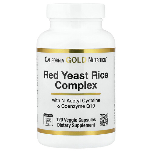California Gold Nutrition, Rotschimmelreis-Komplex mit Bio-Rotschimmelreis, N-Acetylcystein, Coenzym Q10 & Mariendistelextrakt, 120 pflanzliche Kapseln