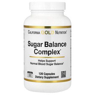 California Gold Nutrition, Sugar Balance Complex with Chromium, Gymnema Sylvestre, Gingko Biloba and Milk Thistle, 120 Capsules