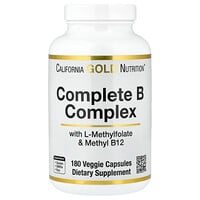 California Gold Nutrition, 多面 B 族維生素複合物，含 L-甲基葉酸和甲鈷胺 B12，180 粒素食膠囊