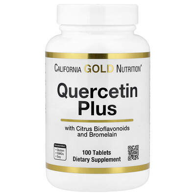 Product Image for California Gold Nutrition, Quercetin Plus with Quercetin, Vitamin C, Citrus Bioflavonoids, Bromelain, Turmeric and Vitamin C, 100 Tablets