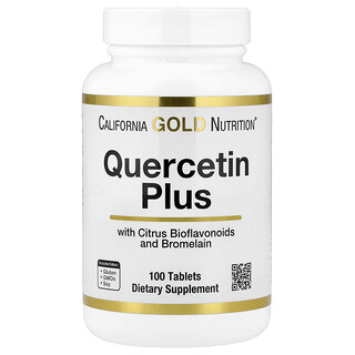 California Gold Nutrition, Quercetin Plus med quercetin, C-vitamin, citrusbioflavonoider, bromelain, gurkemeje og C-vitamin, 100 tabletter