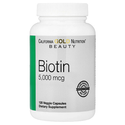 California Gold Nutrition, Biotina, 5000 mcg, 120 cápsulas vegetales