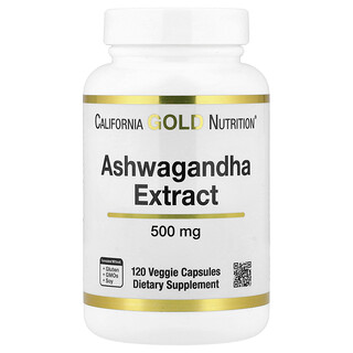 California Gold Nutrition, Ashwagandha, 500 mg, 120 rostlinných kapslí