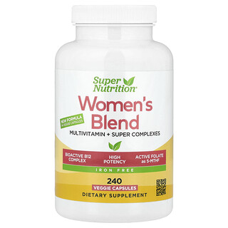 Super Nutrition, 女性多维生素，含 Super 平衡植物、绿色蔬菜、香料和维生素 A，无铁，240 粒素食胶囊