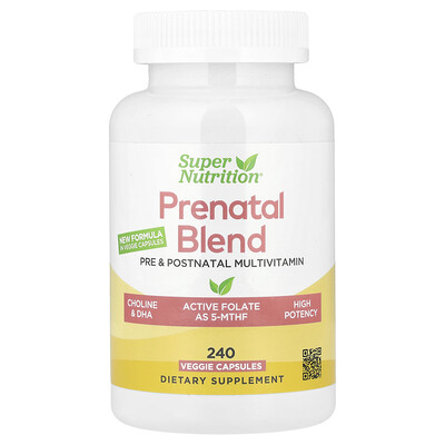 Super Nutrition  Prenatal Multivitamin with Super Greens & Spices  240 Veggie Capsules