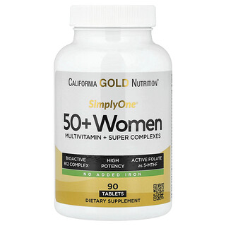 California Gold Nutrition, SimplyOne®, 50+ Women Multivitamin + Super Complexes with Vitamin A, Vitamin C, Minerals, and Botanicals, Iron Free, 90 Tablets