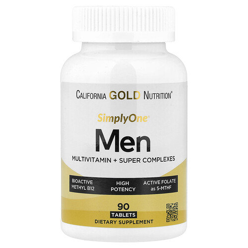 California Gold Nutrition SimplyOne® メンズマルチビタミン + スーパーコンプレックス ビタミンC + スーパーアダプトゲンコンプレックス配合 タブレット90粒