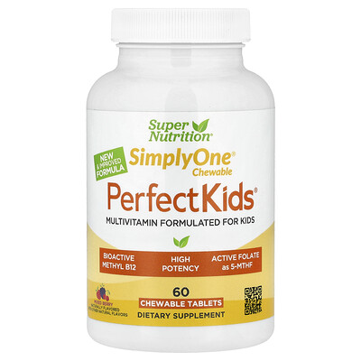 Photos - Vitamins & Minerals SIMPLY Super Nutrition,  One®, Perfect Kid's® Multivitamin with B12, Blueberry, Spices, Vitamin A, and Folate, 60 Chewable Ta 