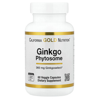 California Gold Nutrition, Ginkgo Phytosome®, 360 mg, 60 rostlinných kapslí