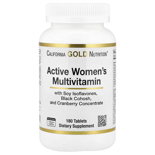 California Gold Nutrition, Multivitamin für aktive Frauen mit Traubensilberkerze, Soja-Isoflavonen & Cranberry-Konzentrat, 180 Tabletten