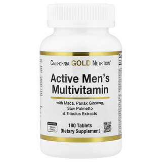 California Gold Nutrition, Actieve multivitamine voor mannen met Panax Ginseng-extract, Maca, Saw Palmetto en Tribulus, 180 tabletten