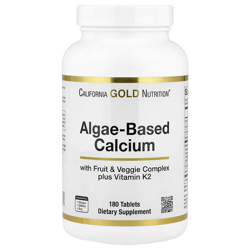 California Gold Nutrition アルゲベースド カルシウム ビタミンD3 マグネシウム オーガニックストロベリー・ラズベリー・ブルーベリー 180タブレット