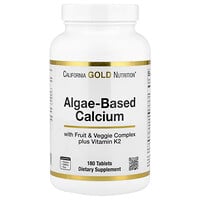 California Gold Nutrition, Algae-Based Calcium with Calcium, Vitamin D3, and Magnesium, Organic Strawberry, Raspberry, and Blueberry, 180 Tablets