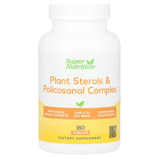Super Nutrition, Complexo de Policosanol e Esteróis Vegetais com Folato, Extrato de Guggul, Extrato do Germe de Soja e Farelo de Aveia, 180 Comprimidos
