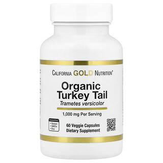 California Gold Nutrition, Jamur Ekor Kalkun Organik, 60 Kapsul Nabati (0,5 g per Kapsul)