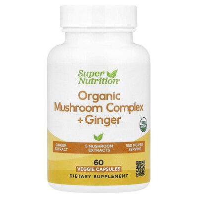 Super Nutrition , Organic Mushroom Complex + Ginger, 60 Veggie Capsules