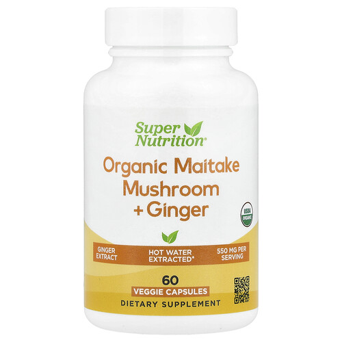 Super Nutrition Organic Maitake Mushroom + Ginger, 60 Veggie Capsules