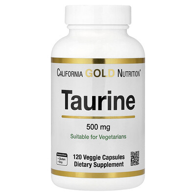 California Gold Nutrition, Taurina, 120 cápsulas vegetales (500 mg por cápsula)