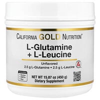 California Gold Nutrition, L-glutamina y L-leucina, Sin sabor, 450 g (15,87 oz)