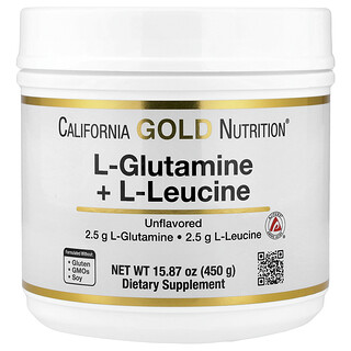 California Gold Nutrition, L-Glutamine + L-Leucine, ongeparfumeerd, 450 g