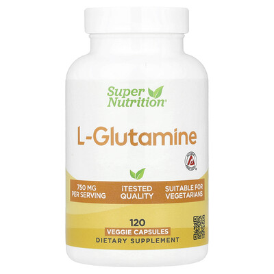 Super Nutrition L-Glutamine 750 mg 120 Veggie Capsules