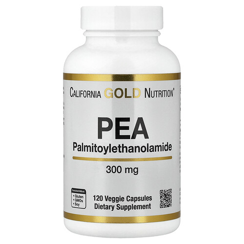 California Gold Nutrition PEA (Palmitoylethanolamide), 120 Veggie Capsules (300 mg per Capsule)