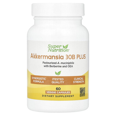 Super Nutrition  Akkermansia 30B PLUS with Berberine and OEA  60 Veggie Capsules