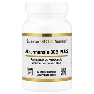 California Gold Nutrition, Akkermansia 30B PLUS with Berberine Phospholipid Matrix, and OEA, 60  Veggie Capsules