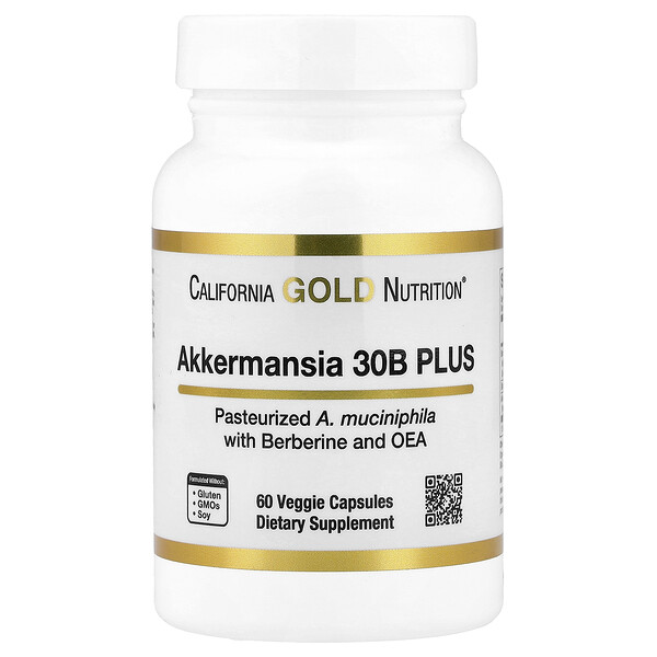 California Gold Nutrition Akkermansia 30B PLUS with Berberine Phospholipid Matrix, and OEA, 60  Veggie Capsules